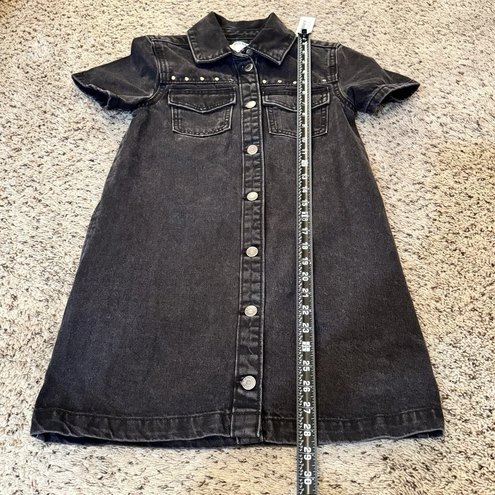 Old Navy Studded Black Denim Button Up‎ Dress Girls 10 NEW